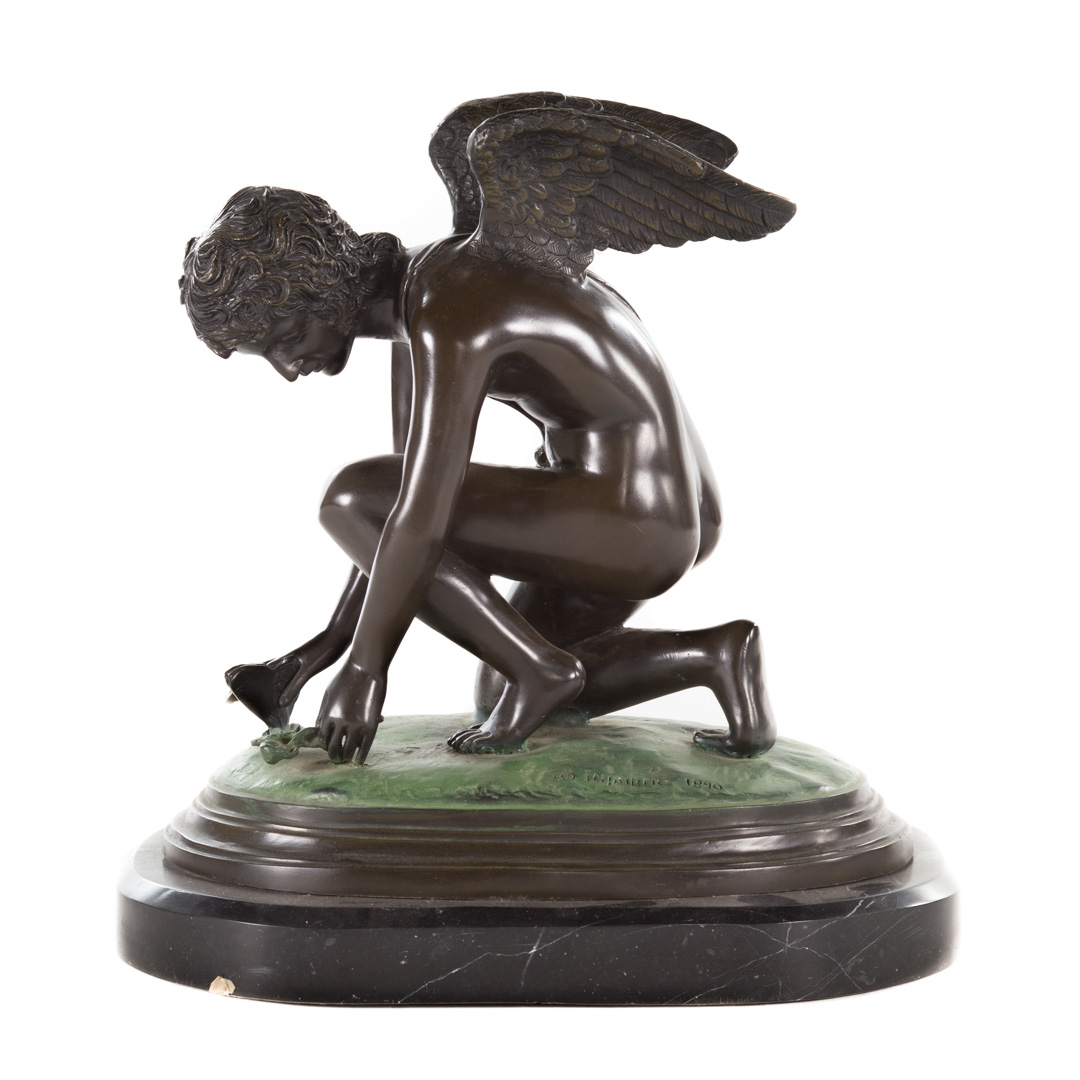 Appraisal: After Jean Antoine Injalbert Cupid bronze modeled as Cupid picking