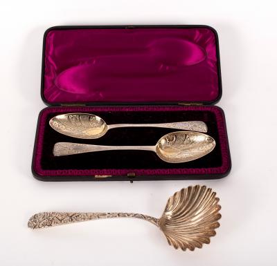 Appraisal: A sterling silver fruit spoon Jacobi Jenkins with shell bowl