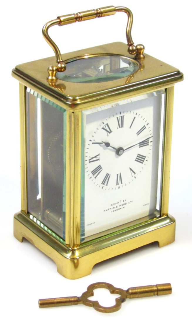 Appraisal: A thC brass carriage clock the cm wide dial marked