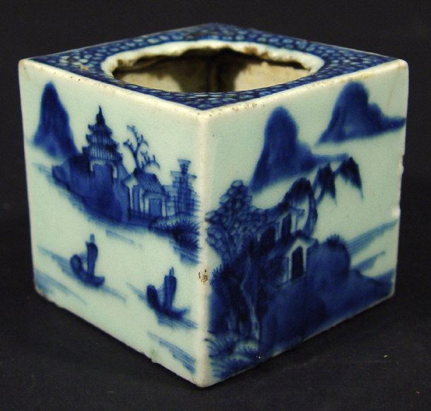 Appraisal: th Century Chinese export porcelain brush pot hand painted with