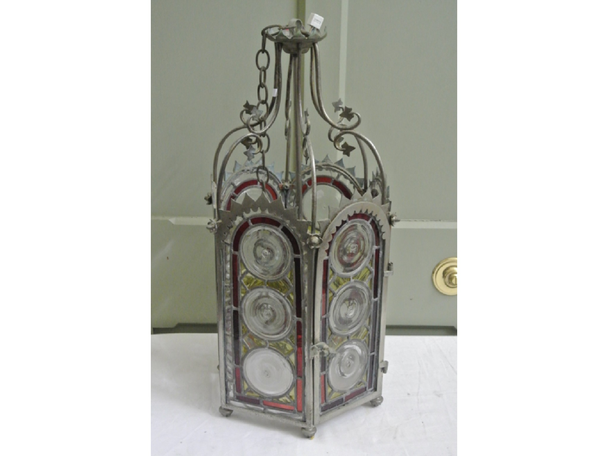 Appraisal: A good quality Victorian gothic revival hanging porch lantern of