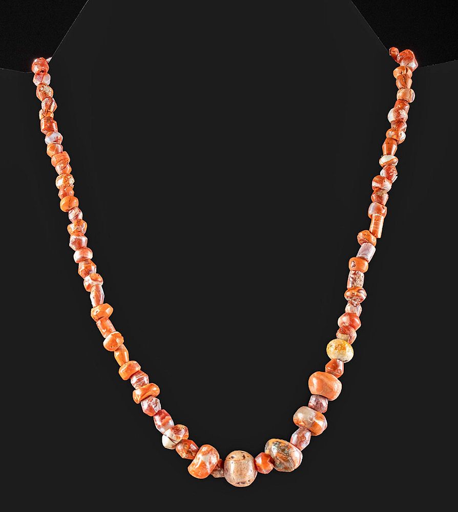 Appraisal: Bactrian Carnelian Agate Bead Necklace Central Asia Bactria ca BCE