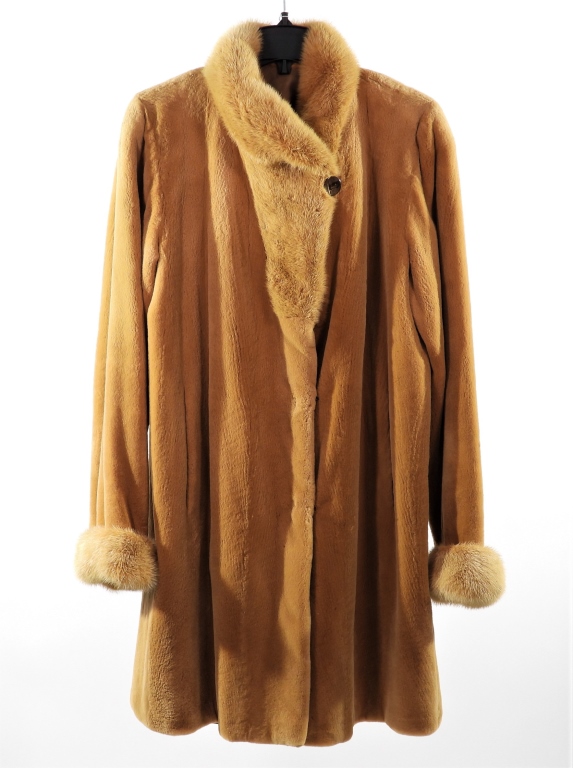 Appraisal: LIGHT BROWN FUR WINTER COAT Light brown long collared fur