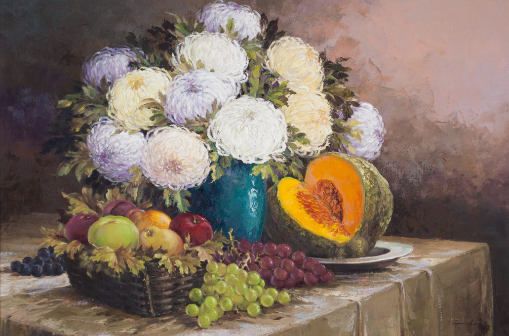 Appraisal: JOSE TRINIDAD OIL ON CANVAS Canada Philippines born Floral still-life