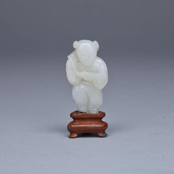 Appraisal: White Jade Miniature Figure of a Boy th Century The