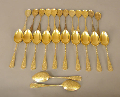 Appraisal: Group of silver gilt spoons ozt