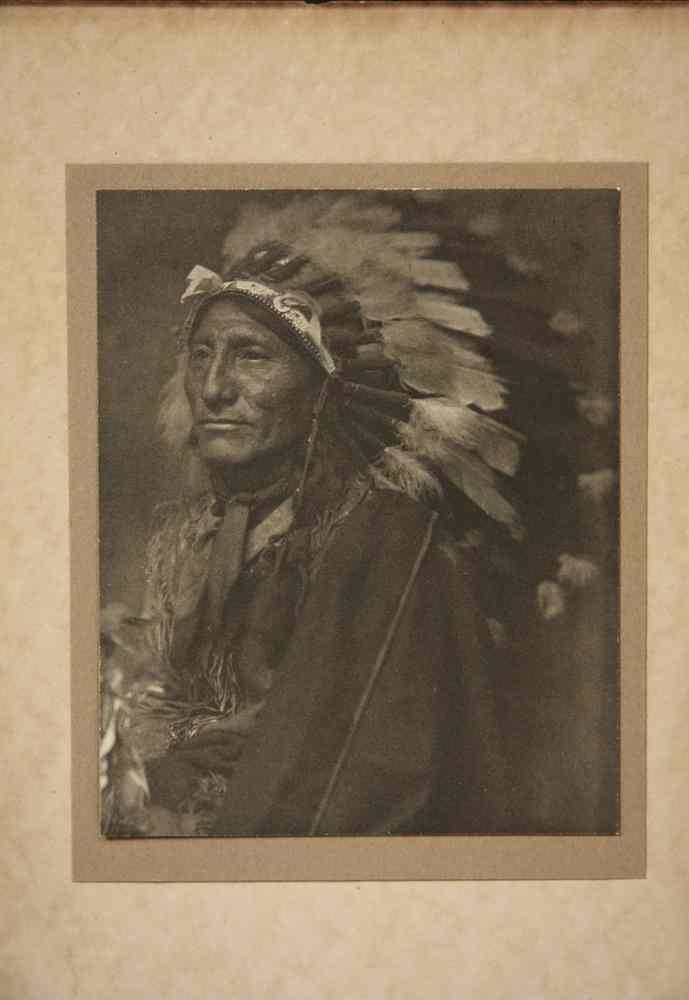 Appraisal: PHOTOGRAVURE - Original Photogravure Portrait of Indian Chief in War