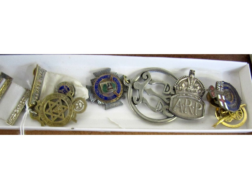 Appraisal: A lot comprising two Masonic medals ARP badge and other