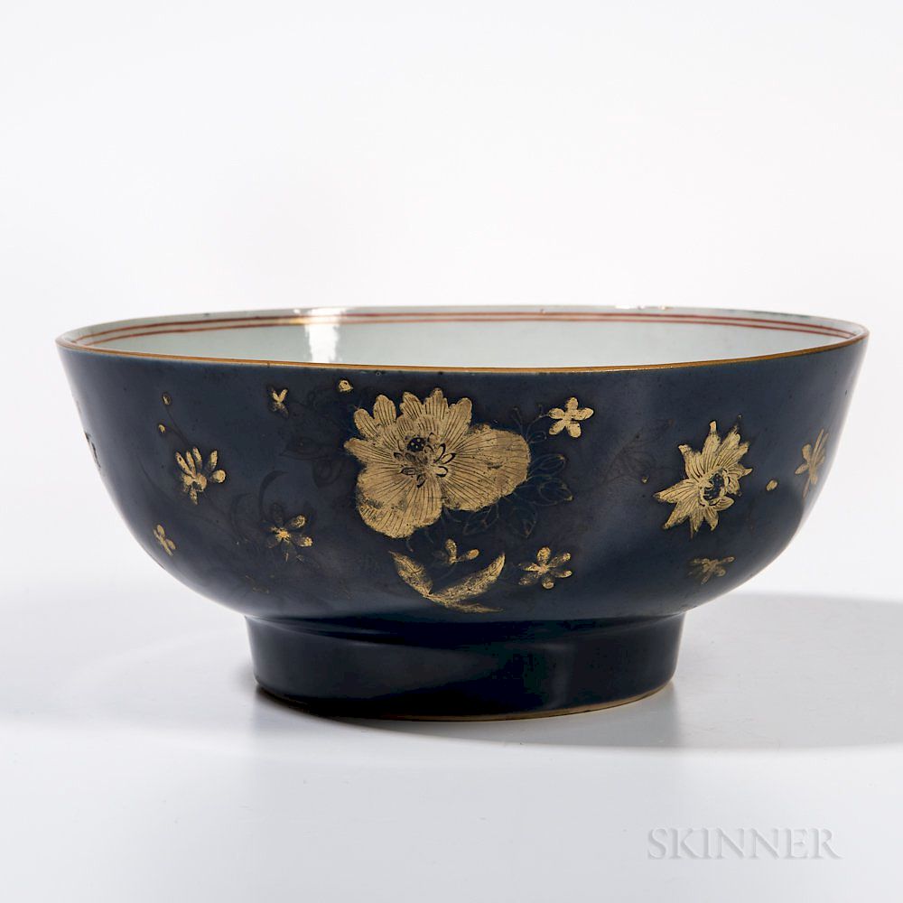 Appraisal: Export Powder Blue-glazed Imari Bowl Export Powder Blue-glazed Imari Bowl