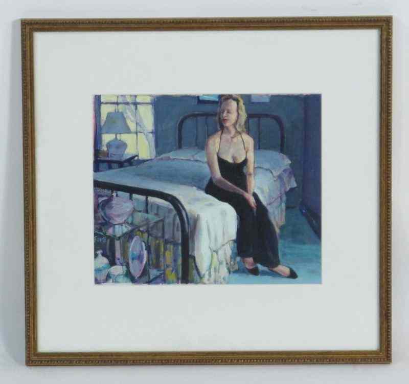 Appraisal: Ford th century Lady Sitting on Bedcanvas mounted on board