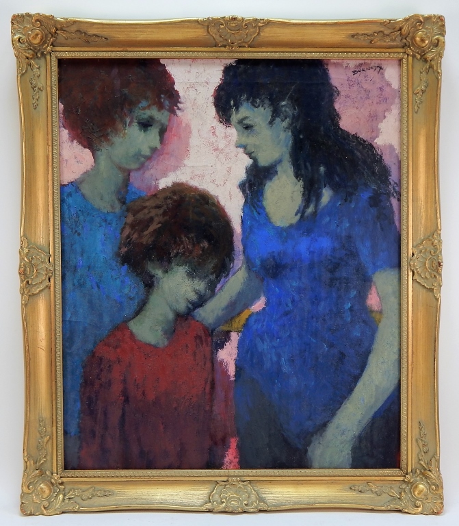 Appraisal: LOUIS BURNETT IMPRESSIONIST FIGURE PAINTING New Jersey - Depicts three