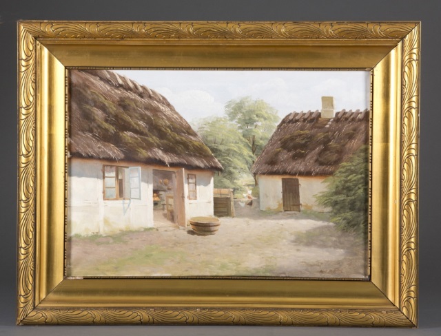 Appraisal: Osvald Mathiesen Danish - Oil on Canvas Danish Farmhouses Signed