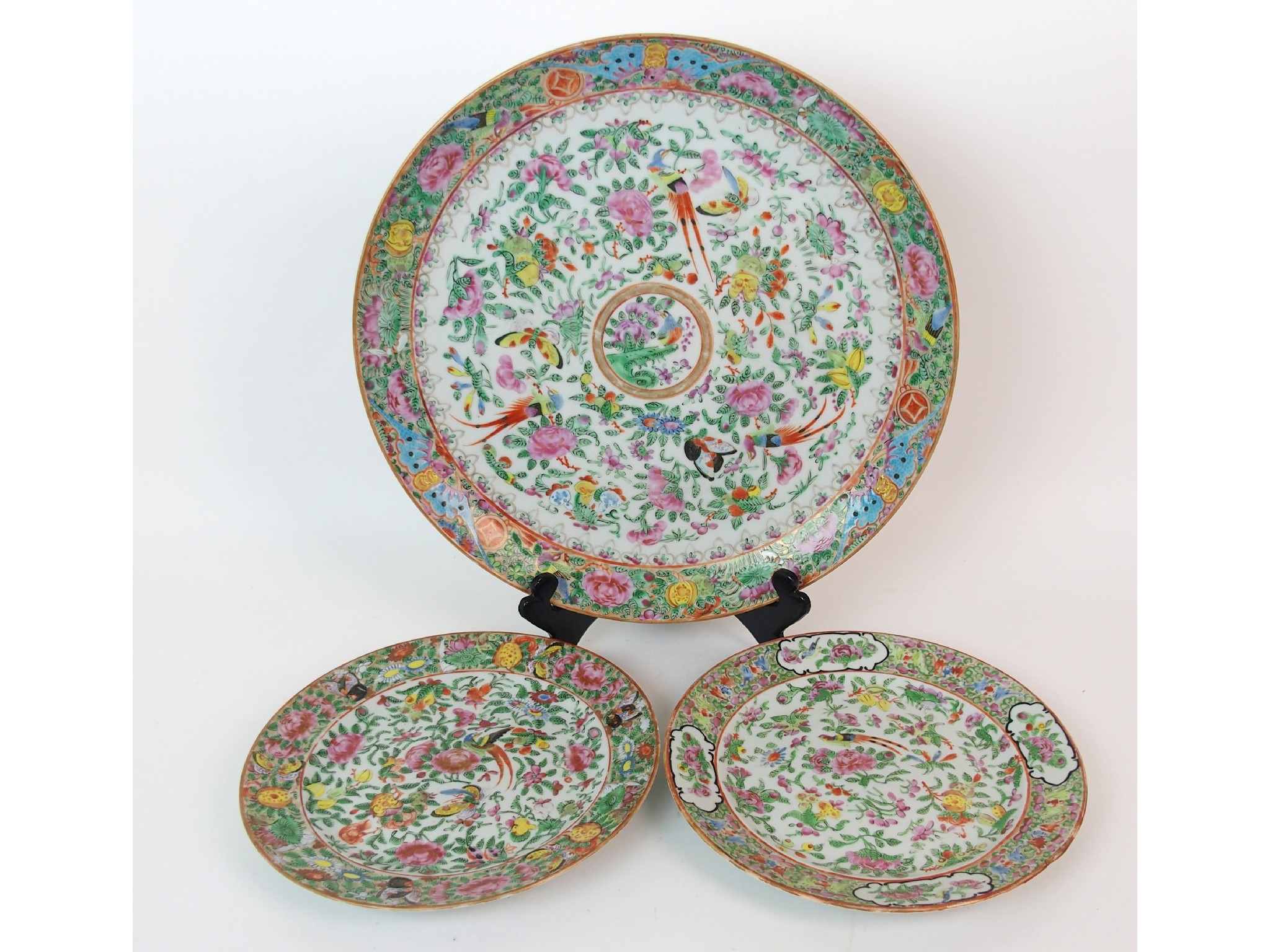 Appraisal: A Canton famille rose circular dishpainted with birds butterflies and