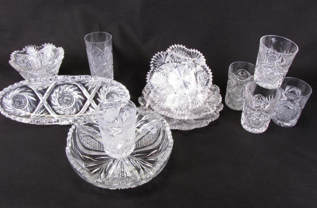 Appraisal: Group of Fine Cut Glass Tableware pieces total including three