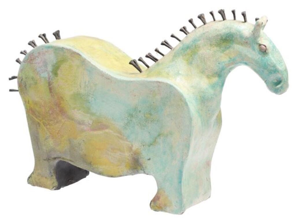 Appraisal: Studio art pottery horse sculpture Derby Richard T Hess American