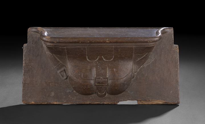 Appraisal: Provincial Georgian Carved Oak Saddlebag Misericord third quarter th century