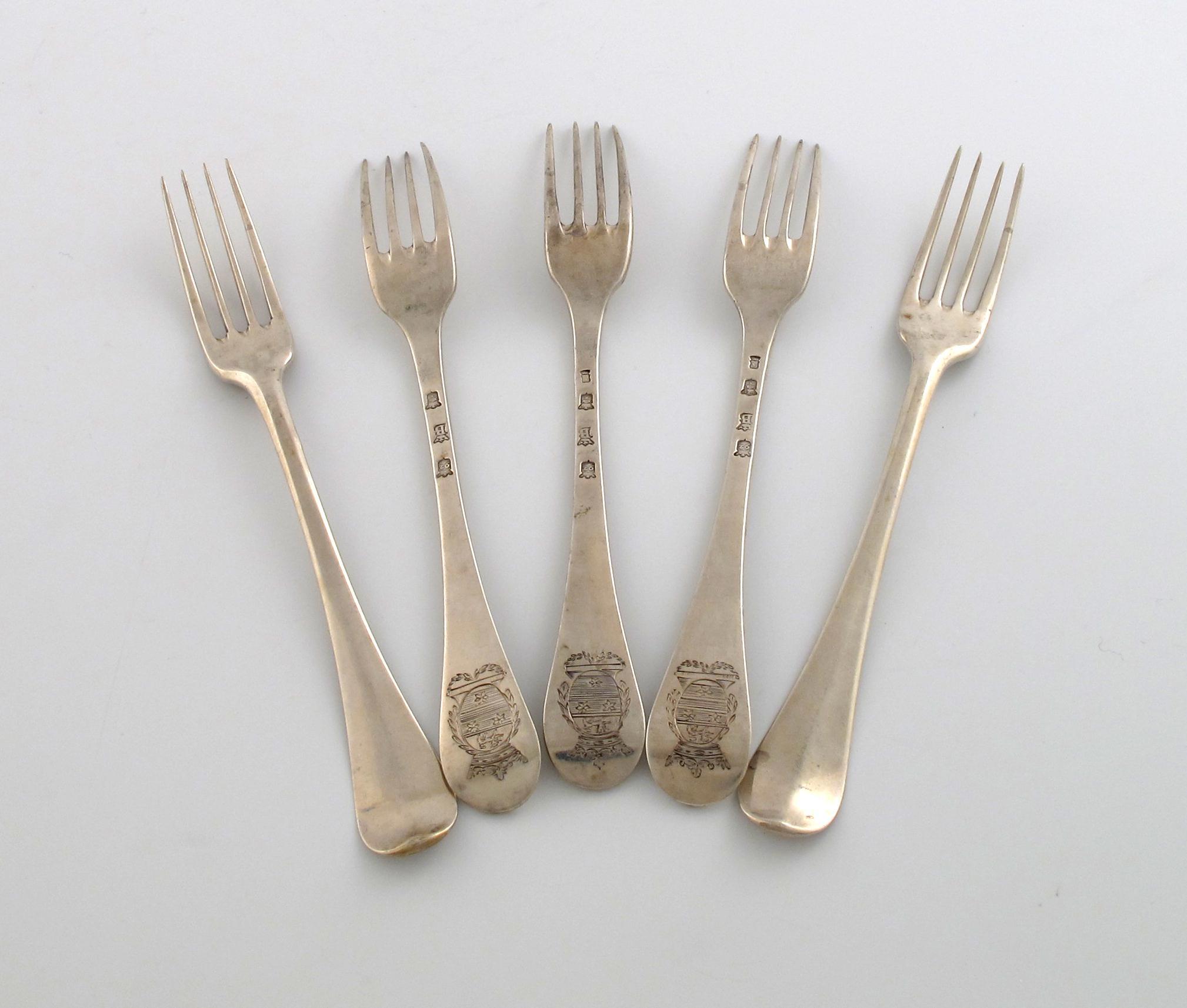 Appraisal: A set of five th century Dutch silver Hanoverian pattern