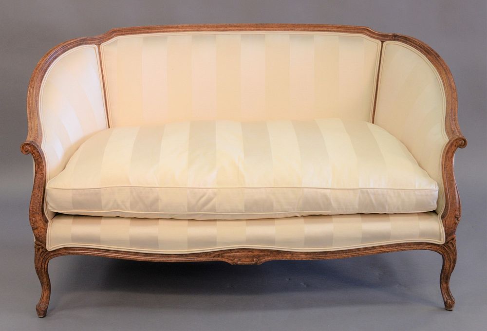 Appraisal: Louis XV style loveseat with custom silk upholstery ht wd