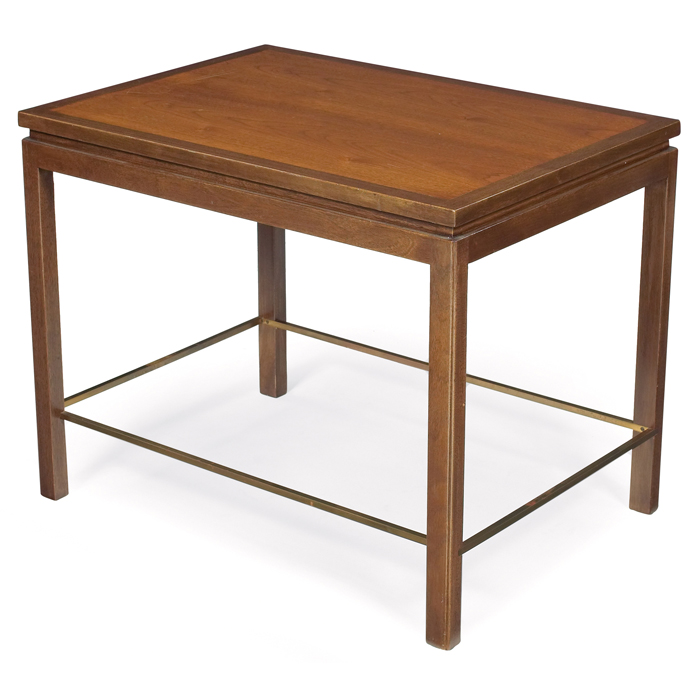 Appraisal: Edward Wormley occasional table by Dunbar mahogany two-tone rectangular top