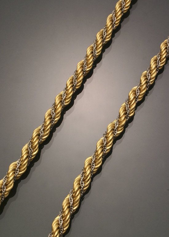 Appraisal: Opera Length -Karat Yellow and White-Gold Rope Necklace Weight dwt