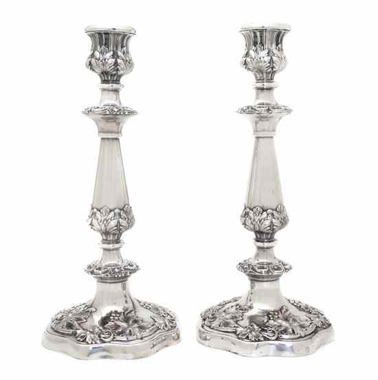 Appraisal: A Pair of Sheffield Plate Candlesticks Ellis-Barker Silver Co Birmingham