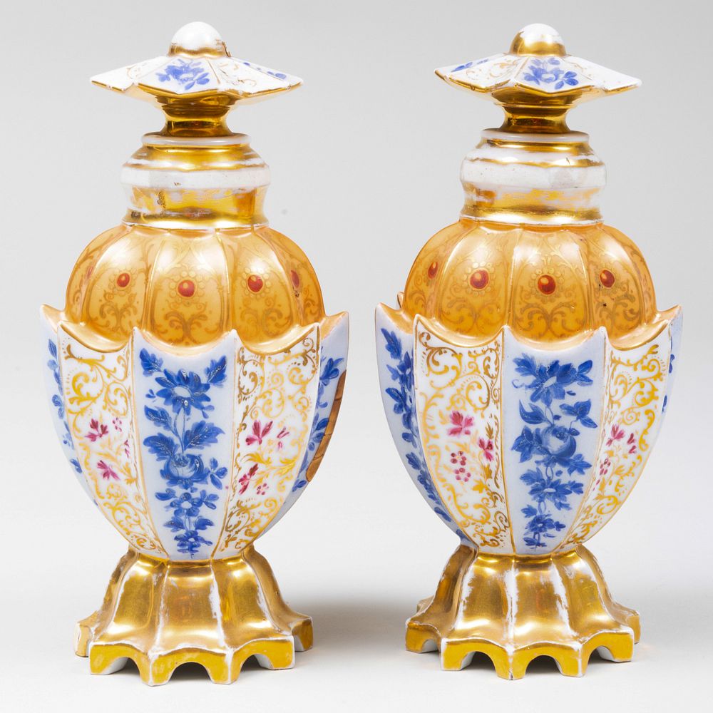 Appraisal: Pair of Jacob Petit Porcelain Scent Bottles and Covers Blue