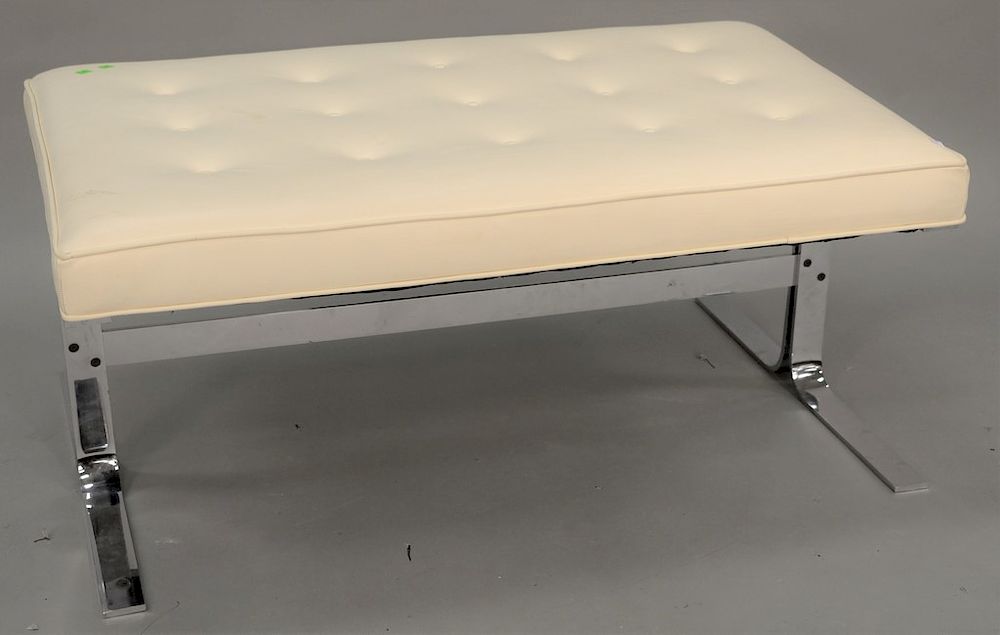 Appraisal: Tufted white bench on chrome base ht in top ''