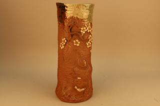 Appraisal: Glazed Brown Bisque Cylindrical Vase Glazed Brown Bisque Cylindrical Vase