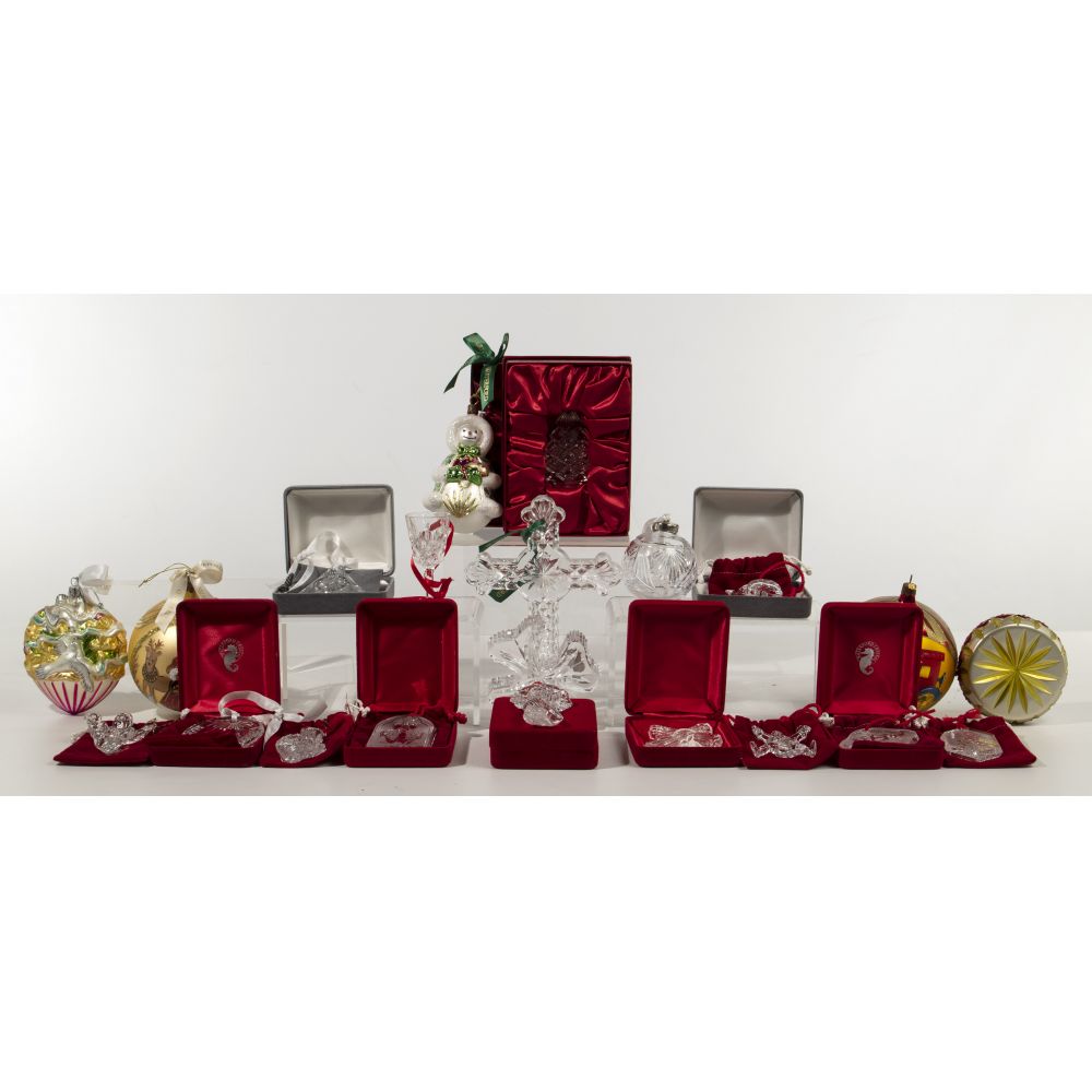 Appraisal: WATERFORD CRYSTAL HOLIDAY ASSORTMENT items including Christmas crystal and painted