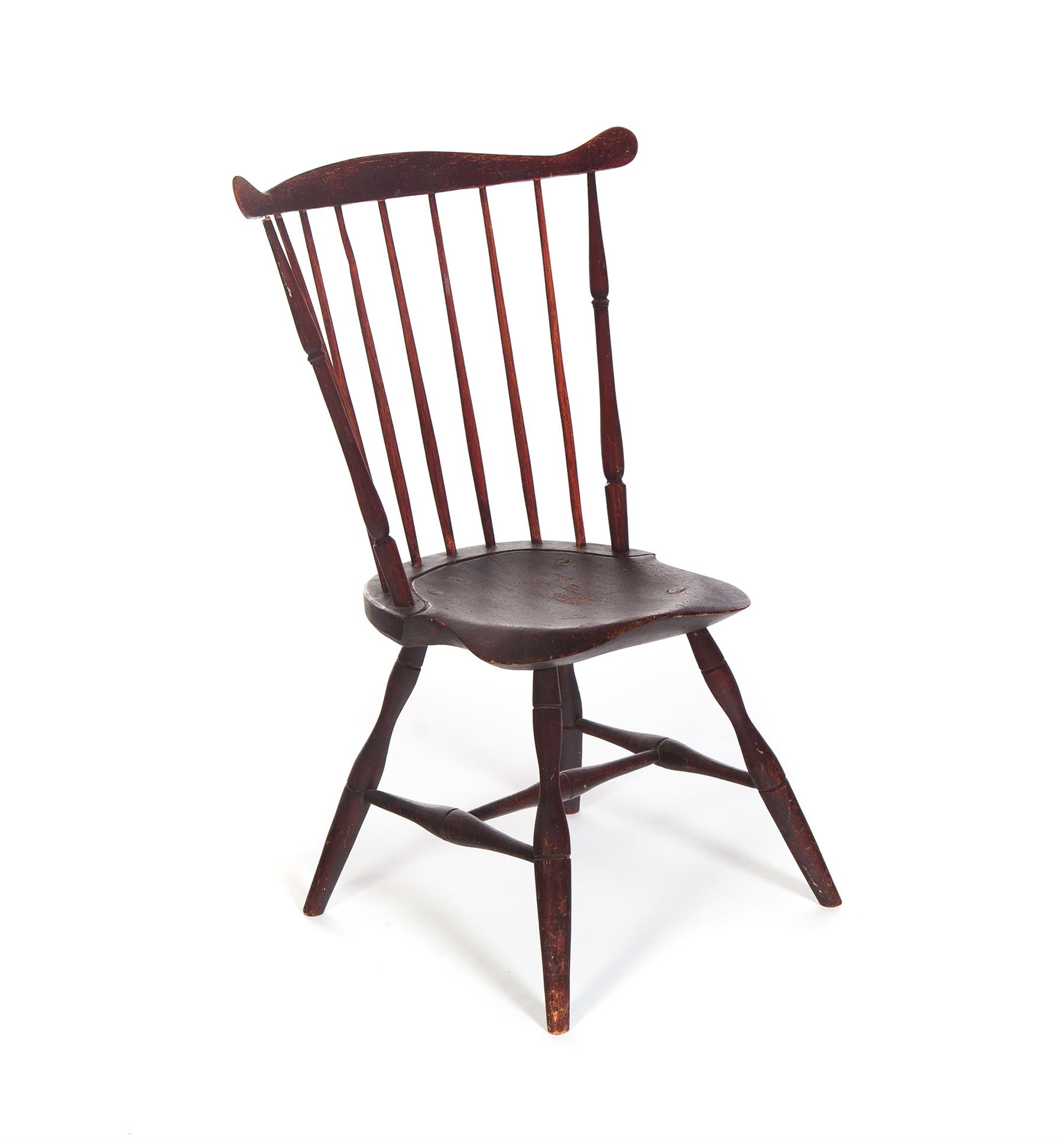 Appraisal: AMERICAN FANBACK WINDSOR SIDE CHAIR Nineteenth century Original red paint