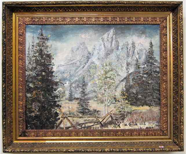 Appraisal: WILLY GISIN OIL ON MASONITE Swiss born Winter landscape with