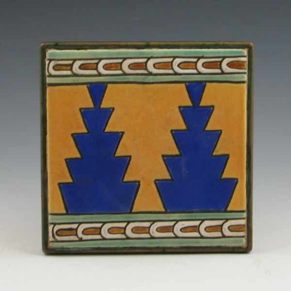 Appraisal: California Faience tile in copper frame Unmarked Excellent condition ''