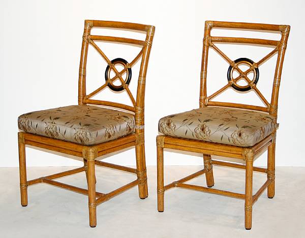 Appraisal: A set of three rattan 'Target' side chairs McGuire Furniture