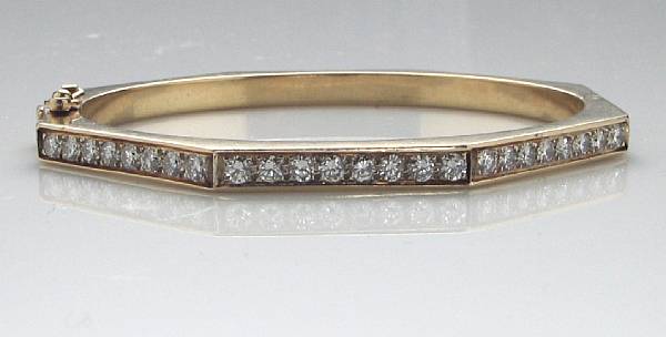 Appraisal: A diamond bangle bracelet estimated total diamond weight carats mounted