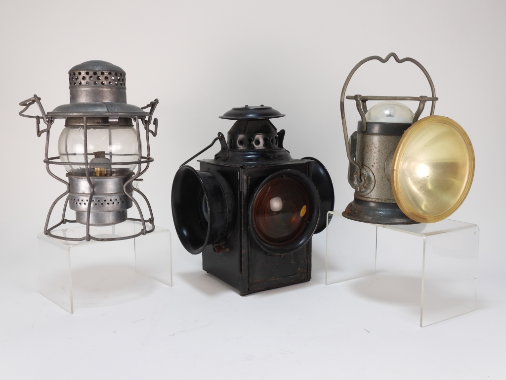 Appraisal: PC ANTIQUE AMERICAN TRAIN LANTERNS United StatesEarly th CenturyIncludes a