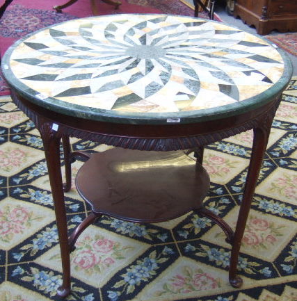 Appraisal: A th century centre table the circular specimen marble top