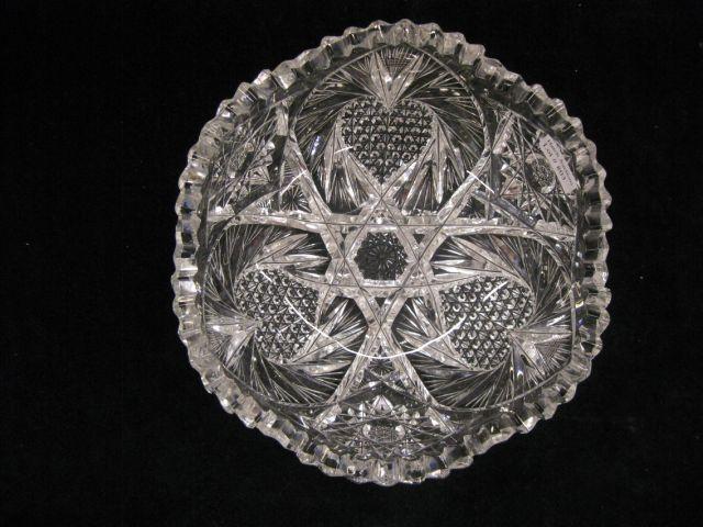 Appraisal: Brilliant Period Cut Glass Bowl feathered heart design