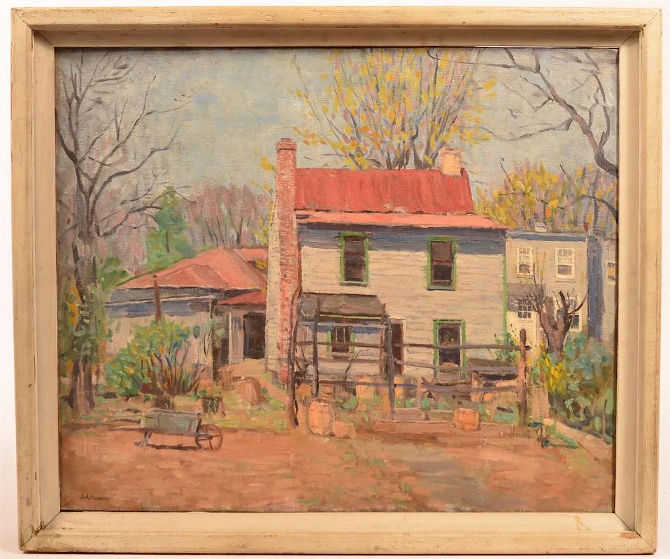 Appraisal: J R Conner Oil on Canvas - Doylestown Houses J