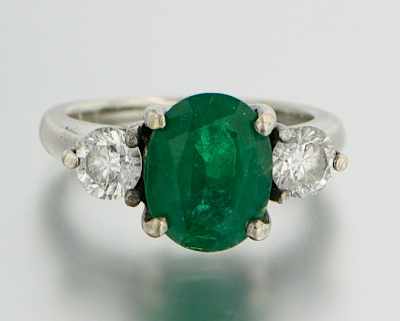 Appraisal: An Emerald and Diamond Ring k white gold ring set