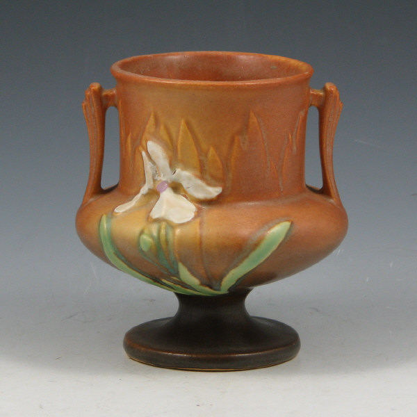 Appraisal: Roseville Iris vase in brown Marked Roseville - Mint tall