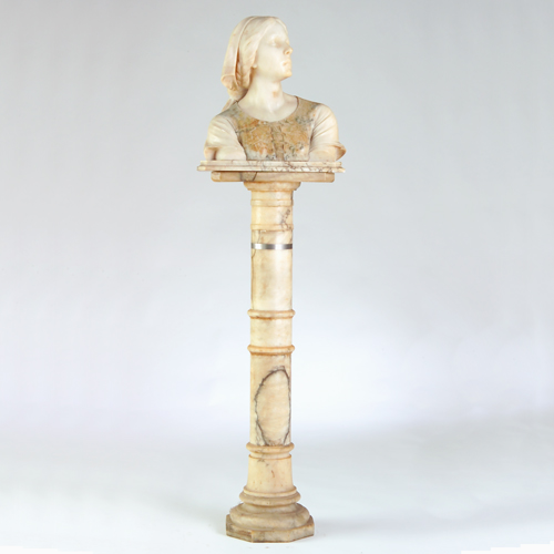 Appraisal: Florentine style carved marble bust of a woman placed on