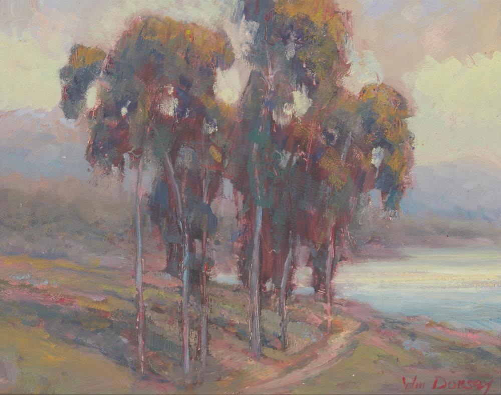 Appraisal: William Dorsey - Ojai CA Eucalyptus on the coast Oil