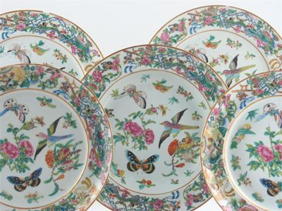 Appraisal: Eight Chinese Canton famille rose plates and one soup plate