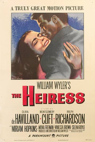 Appraisal: The Heiress Paramount one-sheet condition A linen-backed x in