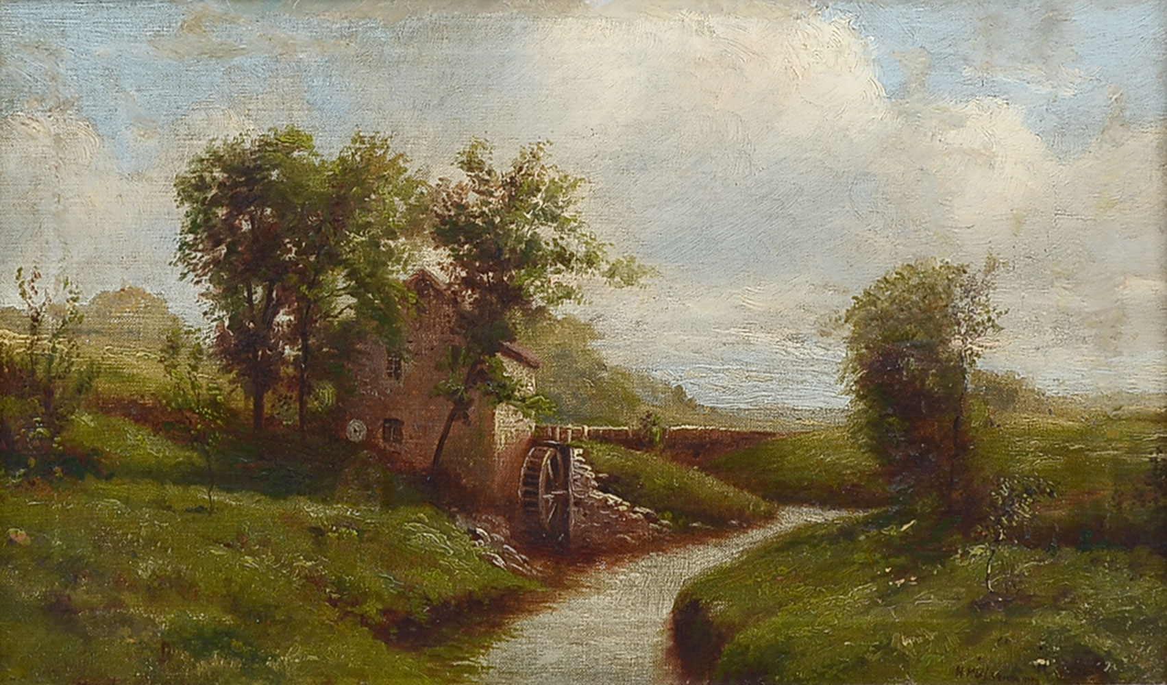 Appraisal: HULSMANN Henry American - Country Landscape with Mill and Stream