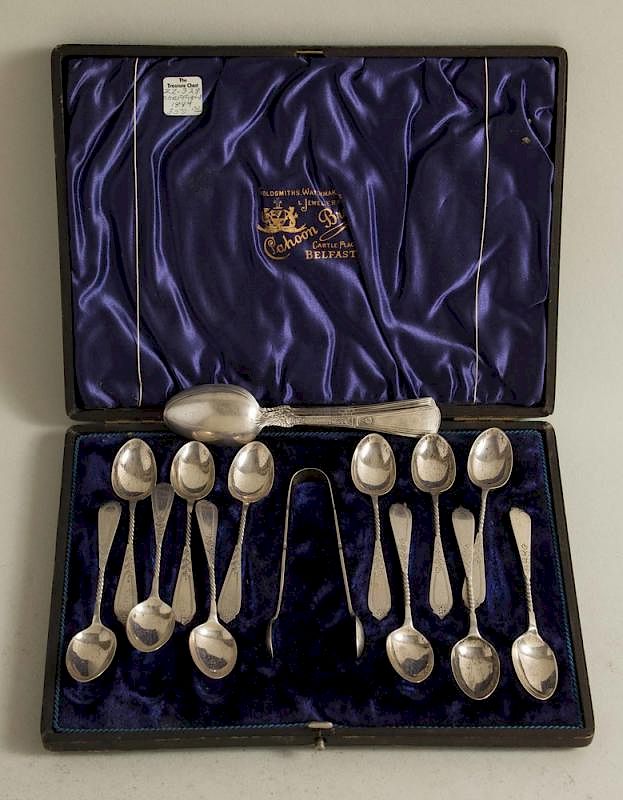 Appraisal: Assorted Silver Spoons Cased set of demitasse spoons and sugar