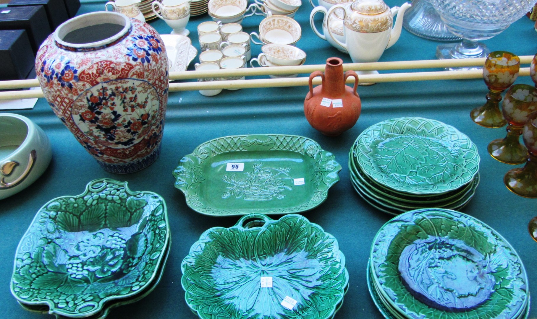 Appraisal: A quantity of Wedgwood style green glazed leaf moulded plates