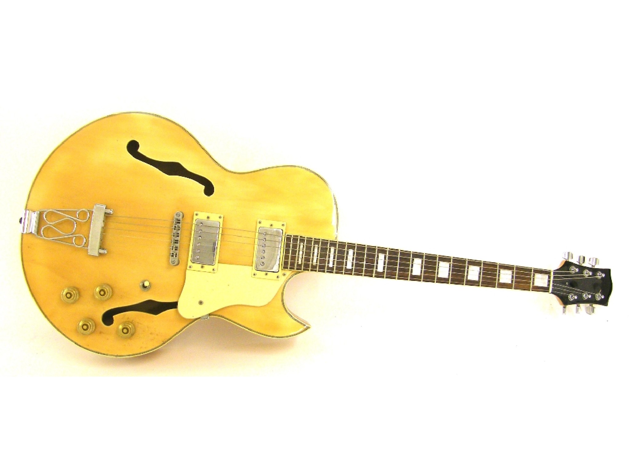 Appraisal: Contemporary unbranded archtop electric guitar natural finish electrics in working