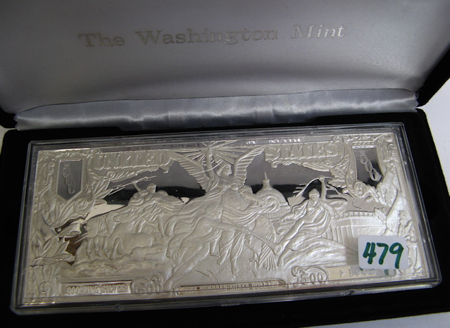 Appraisal: A CASED FINE SILVER CERTIFICATE PROOF Washington Mint half-pound Silver