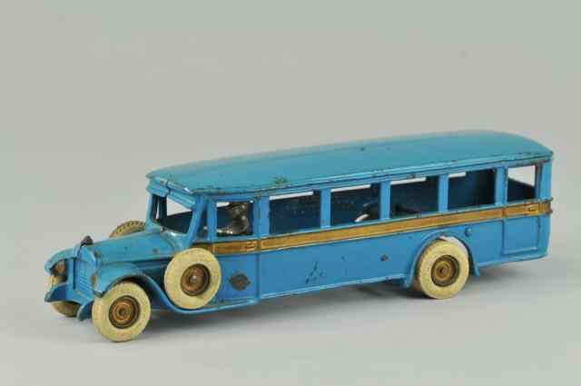 Appraisal: INTERURBAN BUS Arcade cast iron painted blue overall with gold